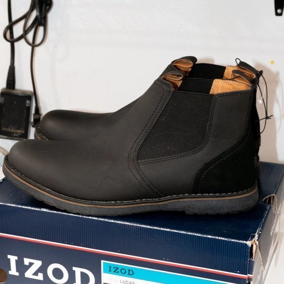 Izod BLACK Men's‎ Lucas Pull-On Chukka Leather Boot - Picture 4 of 8